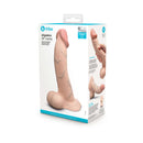 b-Vibe Slipskin Realistic Silicone Dildo 10 inch Curved Cream packaging with realistic design and texture.