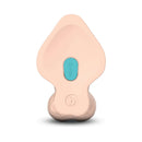 b-Vibe Slipskin Realistic Silicone Dildo 10 inch Curved Cream viewed from underneath, showcasing its design and button.