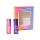 Eye Of Love Pheromone Roll-On Set Sunny Daze Lilac Dream with two perfume bottles in packaging.