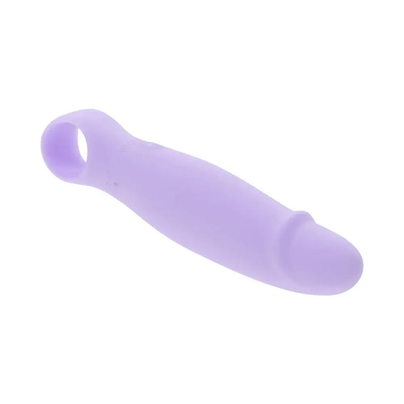 Selopa Petite Pecker Rechargeable Silicone Vibrator Purple on a white background.