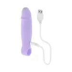 Selopa Petite Pecker Rechargeable Silicone Vibrator Purple with USB charging cable.