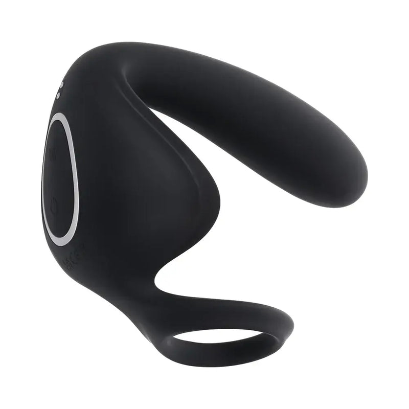 Ballin Out Silicone Rechargeable Prostate Massager Black side view showcasing its ergonomic design and vibrating features.