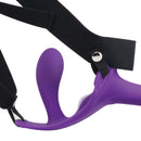 Together Lock-In Dual-Ended Vibrating Strap-on & Harness Set in purple, showcasing the dual-ended design and supportive harness.