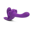 Together Lock-In Dual-Ended Vibrating Strap-on & Harness Set in vibrant purple color, showcasing its dual-ended design.