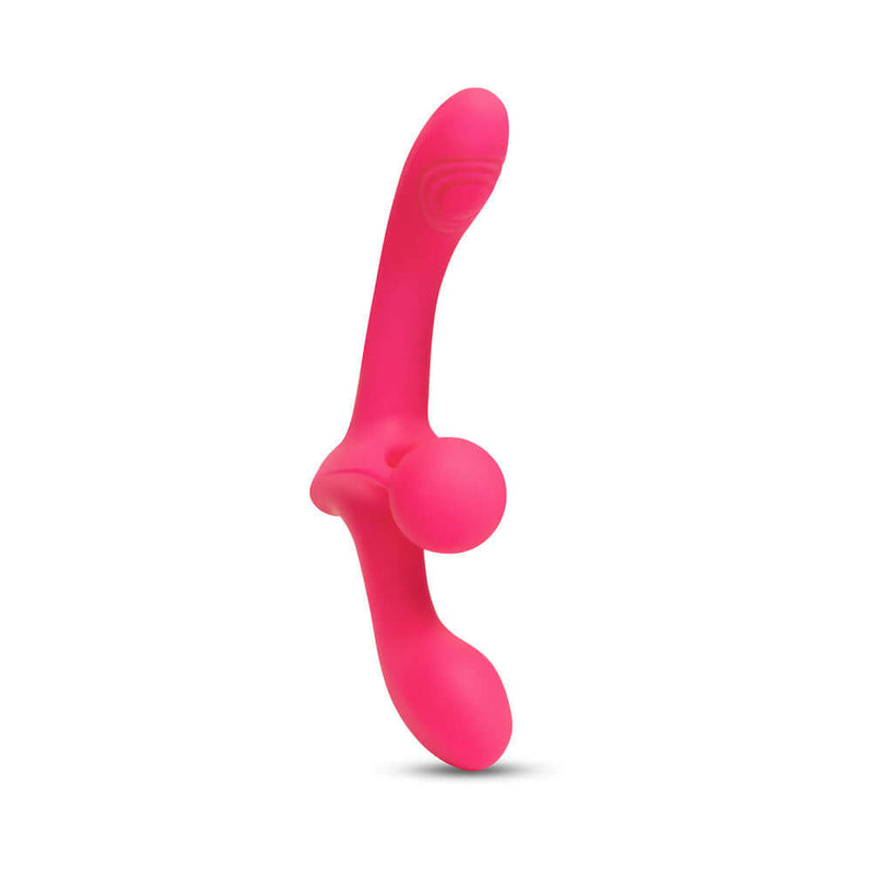 Together Double Tap Dual Ended Vibrating Strapless Strap on in vibrant pink, designed for dual sensations for couples.