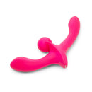 Together Double Tap Dual Ended Vibrating Strapless Strap on in vibrant pink color, designed for shared pleasure and intimacy.