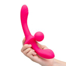 Together Double Tap Dual Ended Vibrating Strapless Strap on held in hand, showcasing innovative design for couples.