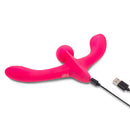 Together Double Tap Dual Ended Vibrating Strapless Strap on in vibrant pink with USB charging cable.