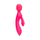 Together Tri Delight Dual-Ended Triple Stim Wand & Rabbit Vibrator in pink with textured head for versatile stimulation.