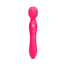 Together Tri Delight Dual-Ended Triple Stim Wand & Rabbit Vibrator in vibrant pink color with textured head.