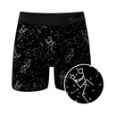 Shinesty The Big Bang Glow in the Dark Pouch Underwear 2XL featuring a black constellation print and glow-in-the-dark design.
