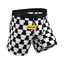Shinesty Chest Mate Checkered Ball Hammock Underwear Small featuring black and white checkered design with a fly.