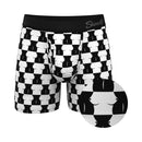 Shinesty Chest Mate Checkered Ball Hammock Underwear XL in bold black and white checkered print.