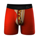Shinesty Coney Islands Hot Dog Ball Hammock Underwear Medium with playful hot dog print, featuring a comfortable Ball Hammock pouch.