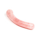 Chakrubs Heart Curve Rose Quartz Wand, a hand-sculpted pleasure tool made from pure rose quartz, curved for G-spot focus.