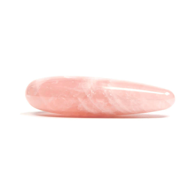 Chakrubs Heart Original Rose Quartz Wand, hand-carved crystal for healing and love, in soft pink hue.