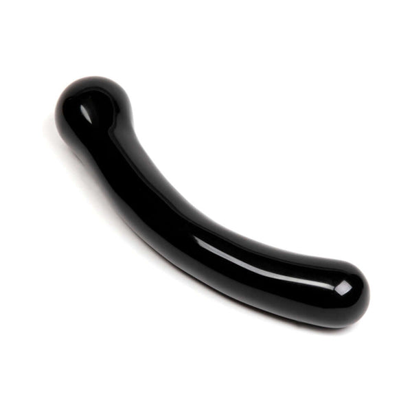 Chakrubs Xaga Curve Obsidian Wand, a sleek black obsidian pleasure tool designed for intimate healing.
