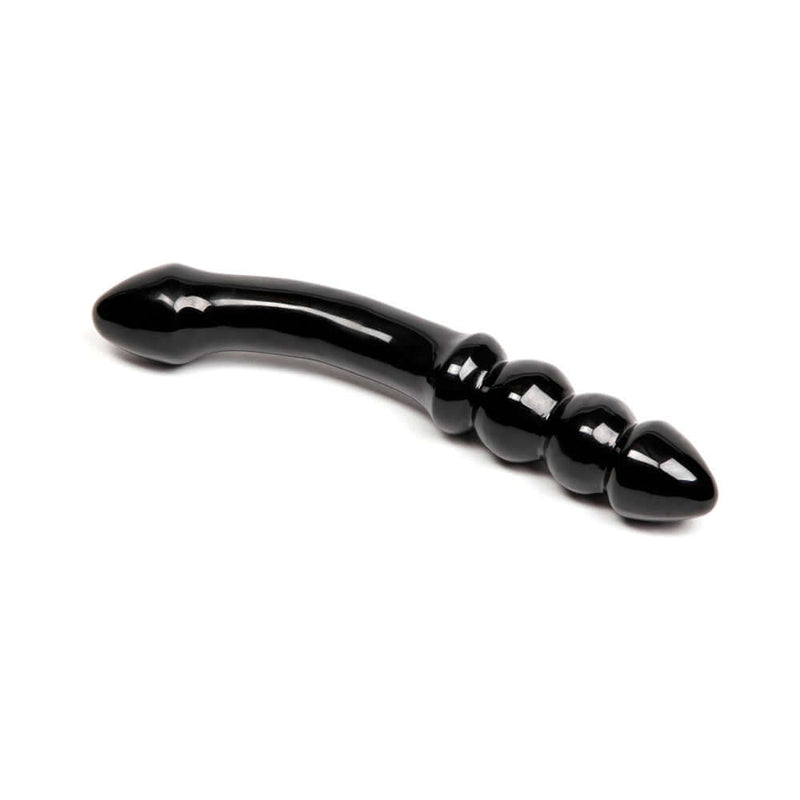 Chakrubs Xaga Viper Obsidian Wand showcasing its sleek, hand-carved design and ridged shape.