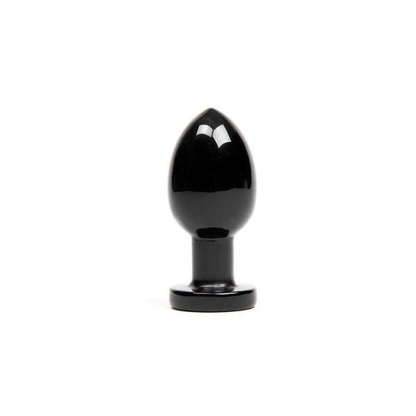 Chakrubs Xaga Root Obsidian Plug, a sleek black obsidian anal plug for sensual exploration and chakra activation.