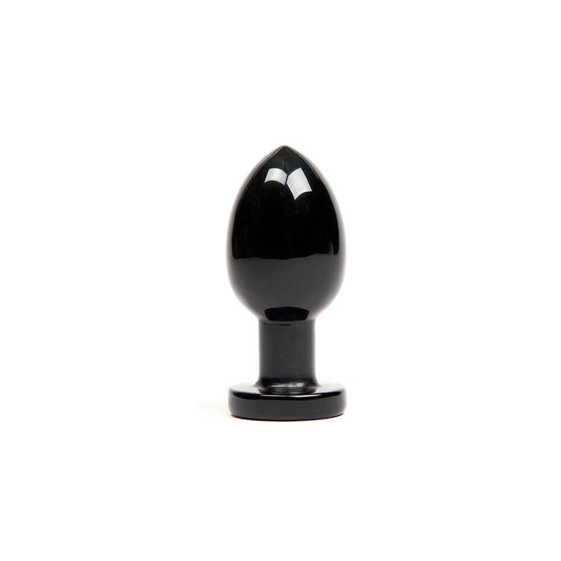 Chakrubs Xaga Root Obsidian Plug, a sleek black obsidian anal plug for sensual exploration and chakra activation.