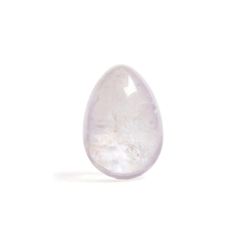 Chakrubs Prism Yoni Egg Clear Quartz non-drilled crystal egg for pelvic floor strengthening and energy healing.