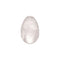 Chakrubs Prism Yoni Egg Clear Quartz drilled, a hand-carved crystal wellness tool for pelvic floor strengthening.