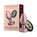 FemmeFunn Bougie Anal Plug Rose Gold with packaging, premium anodized aluminum for luxury anal play.