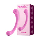 FemmeFunn Aluna Dual Stimulating Arc Vibrator Pink with packaging, showcasing its innovative dual-action design.