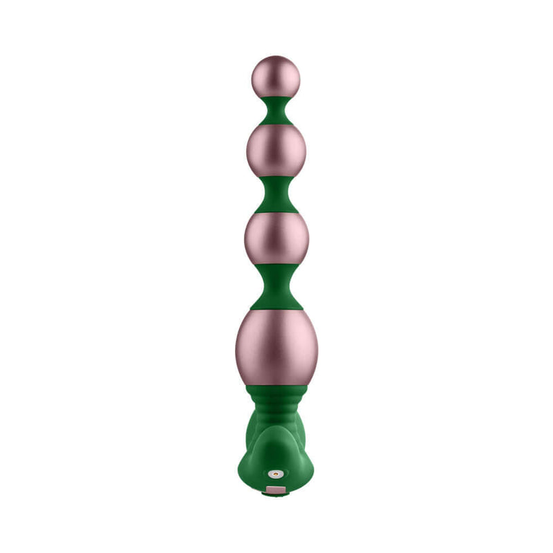 FemmeFunn Bougie Beads Rose Gold, elegant anal toy in rose gold and green for indulgent pleasure.