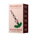 FemmeFunn Bougie Beads Rose Gold packaging with anodized aluminum anal beads in elegant design.