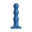 Luv Inc BS38 Beaded Strap-On Luv Vibe Blue with soft-feel silicone and textured beaded shaft for versatile pleasure.