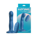 Luv Inc WS38 Wavy Strap On Luv Vibe Blue with remote and packaging, designed for satisfying strap-on play.