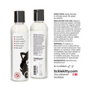 Slippery Kitty Silicone Lubricant 4 Oz bottles showcasing directions, usage, and ingredient information.