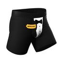 Shinesty Black Tuxedo Ball Hammock Pouch Underwear XL featuring a tuxedo design and a fly for added convenience.