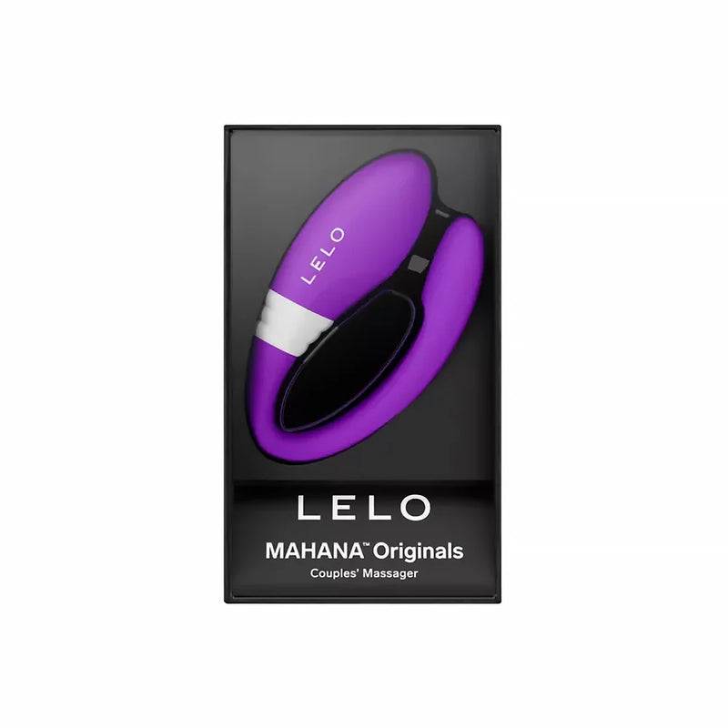 LELO MAHANA Originals Couples Massager in sleek black and purple packaging for couples' intimacy enhancement.
