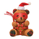 Master Series Holiday Bondage Bear Keychain Brown with festive Santa hat and kink accessories.
