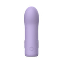 Adam & Eve Lust Loop Bullet Finger Vibe in soft purple silicone with power button for focused vibrations.