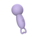 Adam & Eve Pleasure Pulse Mini Wand Vibe in purple with rounded head and heart-shaped handle for pleasure.