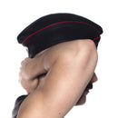 Prowler RED Triangle Cap Black and Red Medium 57cm worn stylishly, showcasing bold fetish club fashion.