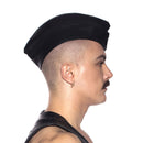 Prowler RED Triangle Cap Black Small 55 cm worn on a model showcasing its sleek design and fetish fashion style.