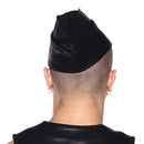 Prowler RED Triangle Cap Black Small 55 cm worn at a jaunty angle, showcasing fetish fashion style.