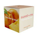 Sweetums Flavored Lip Balm Peach packaging featuring juicy peaches and a creamy texture.