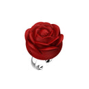 The Pleasure Company Fiore Rose Ring Vibrator Red with elegant rose design for clitoral stimulation.
