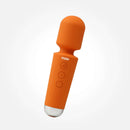 Vush Essentials Mini Wand Vibrator in vibrant orange, featuring 20 vibration modes and 8 speed settings.