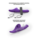 Strap-on-me Multi Orgasm Vibrating Dildo Medium Purple with remote control and waterproof features.