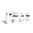 Image of Strap-on-me Multi Orgasm Vibrating Dildo Medium Purple packaging showing features and usage options.