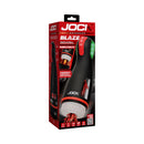 JOCK Blaze Vibrating Sucking & Warming Masturbator packaging showcasing features and design.
