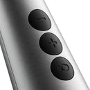 Close-up of control buttons on the Doxy Die Cast Max Plug-in Wand Massager Silver, showcasing sleek design.