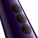 Doxy Die Cast Max Plug-in Wand Massager Purple control buttons close-up detail on the solid die cast body.