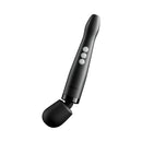 Doxy Die Cast Compact Cordless Wand Massager Black showing sleek design and control buttons.